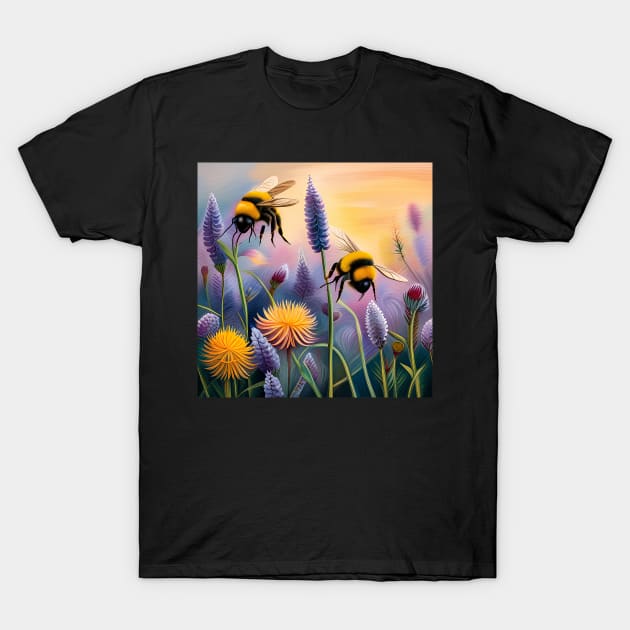 Bumble Bees Flying T-Shirt by ArtShare